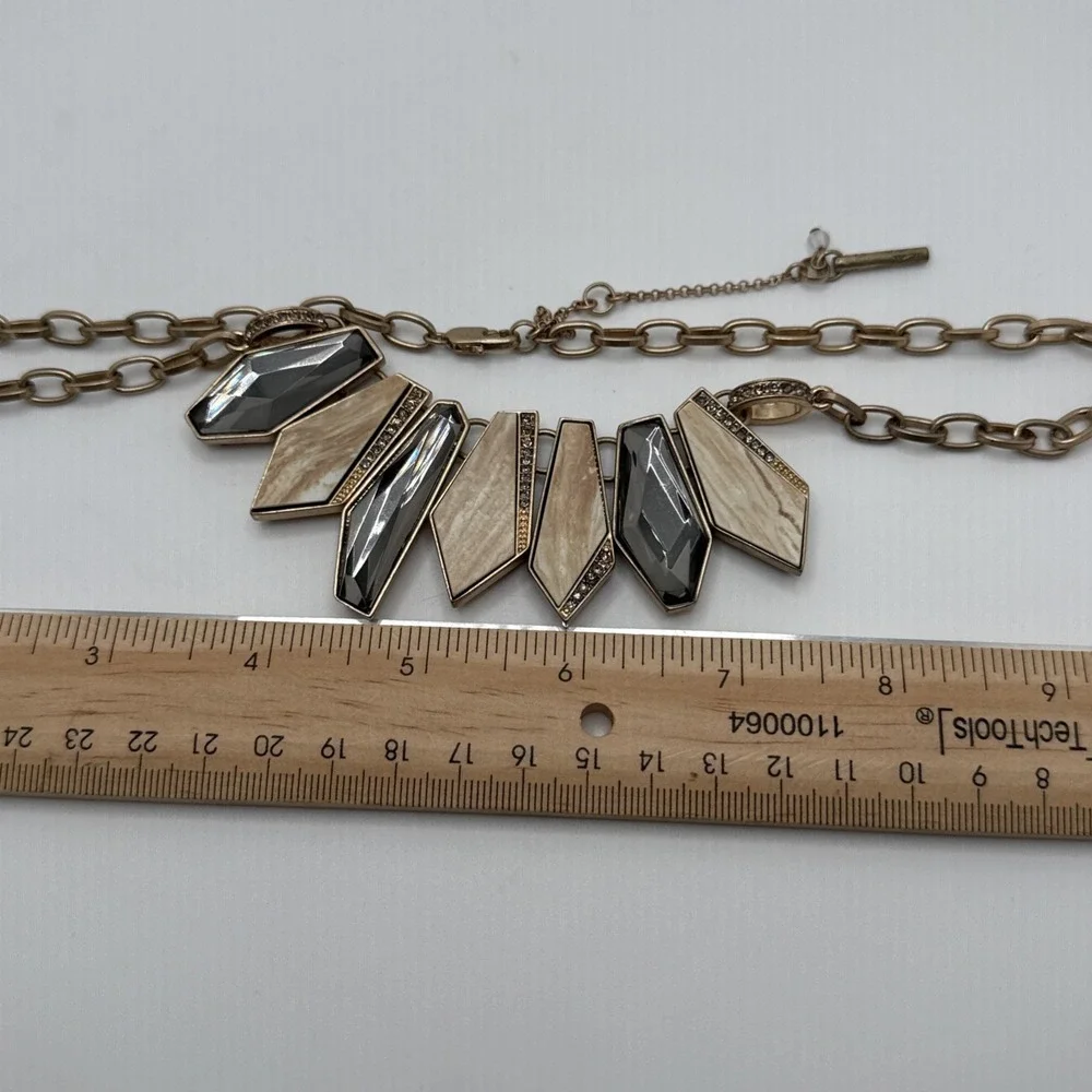 Kenneth Cole NY Gold Tone Summer Safari Geometric Bead Frontal Necklace 19-22
